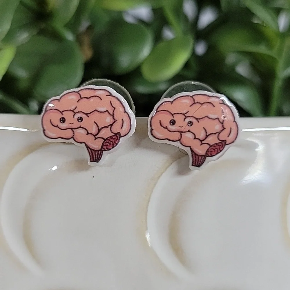 Kawaii Brain Stud Earrings, unisex